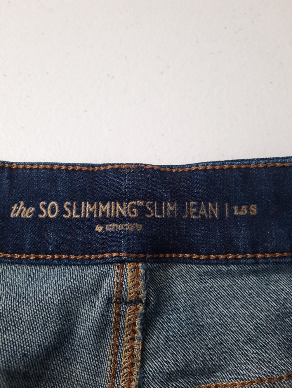 Chico's So Slimming Dark Wash High Rise Slim Jeans size 10 Short - Picture 5 of 13